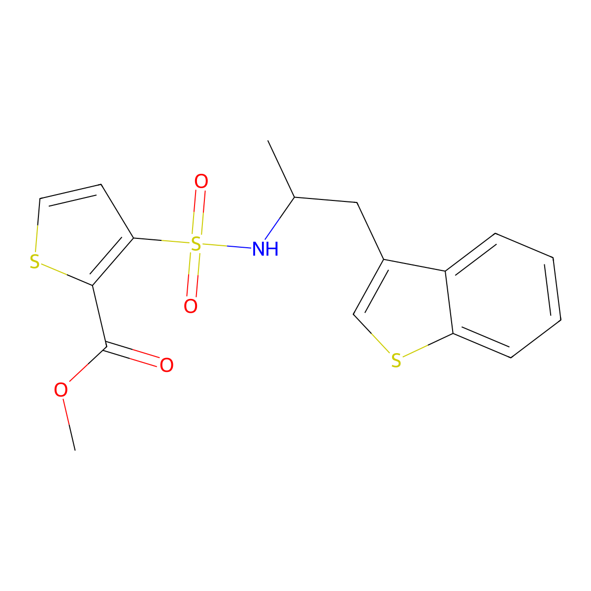 methyl 3-(N-(1-(benzo[b]thiophen-3-yl)propan-2-yl)sulfamoyl)thiophene-2-carboxylate molecular structure, CAS 2034368-03-9
