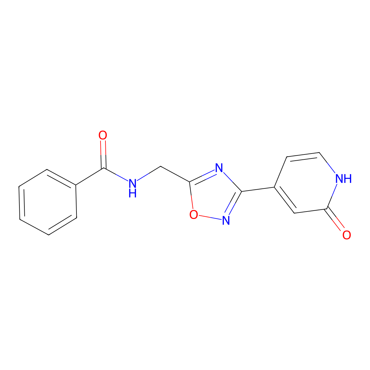 N-((3-(2-oxo-1,2-dihydropyridin-4-yl)-1,2,4-oxadiazol-5-yl)methyl)benzamide molecular structure, CAS 2034368-05-1