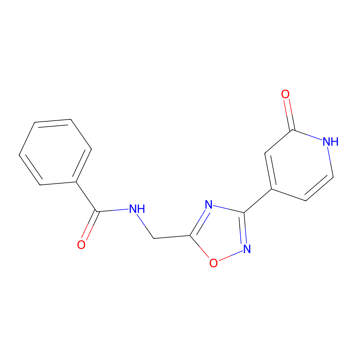 N-((3-(2-oxo-1,2-dihydropyridin-4-yl)-1,2,4-oxadiazol-5-yl)methyl)benzamide molecular structure, CAS 2034368-05-1