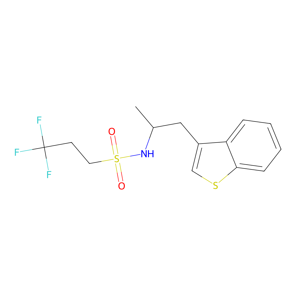 N-(1-(benzo[b]thiophen-3-yl)propan-2-yl)-3,3,3-trifluoropropane-1-sulfonamide molecular structure, CAS 2034368-06-2