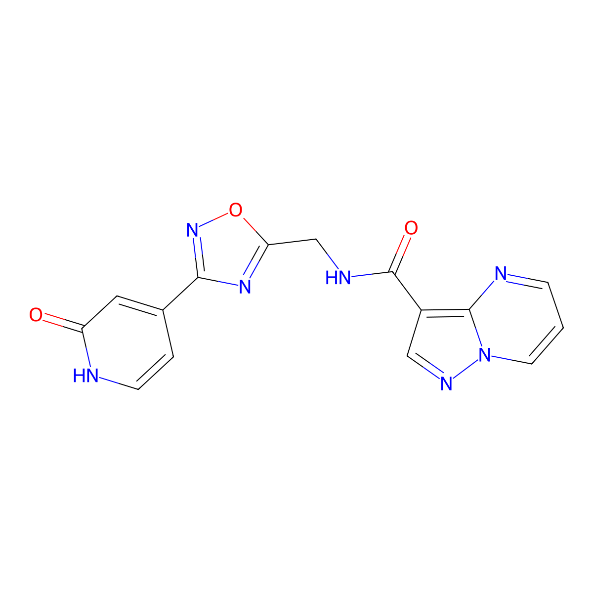 N-((3-(2-oxo-1,2-dihydropyridin-4-yl)-1,2,4-oxadiazol-5-yl)methyl)pyrazolo[1,5-a]pyrimidine-3-carboxamide molecular structure, CAS 2034368-07-3