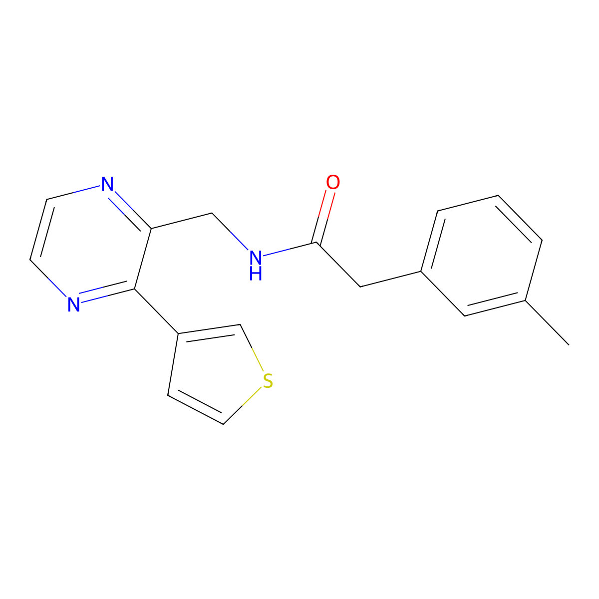 N-((3-(thiophen-3-yl)pyrazin-2-yl)methyl)-2-(m-tolyl)acetamide molecular structure, CAS 2034368-10-8