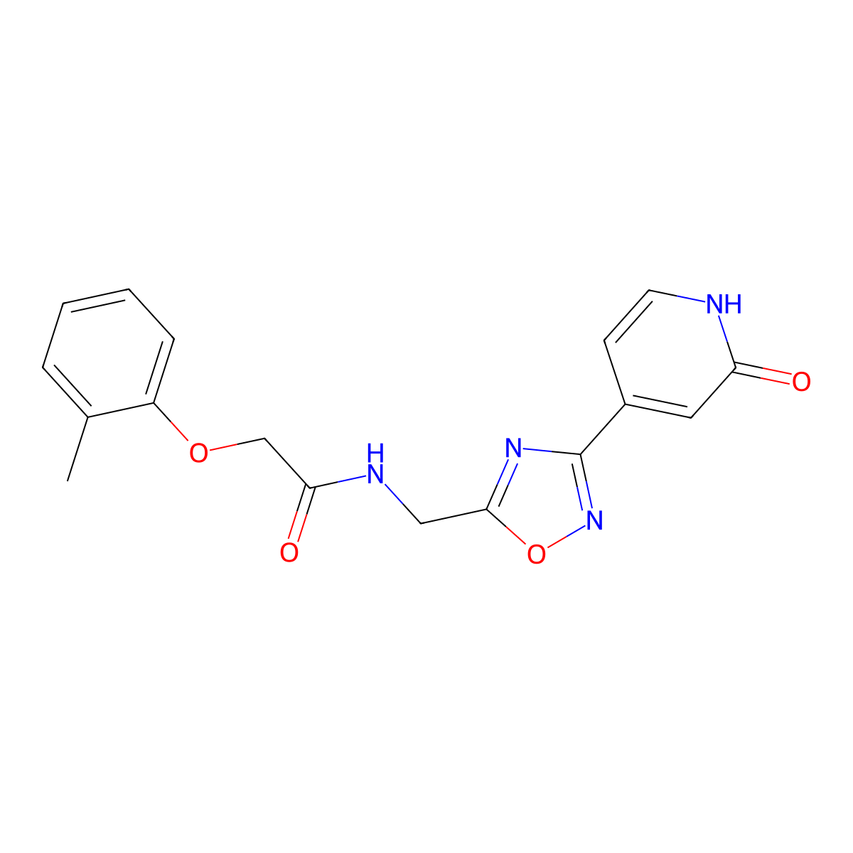 N-((3-(2-oxo-1,2-dihydropyridin-4-yl)-1,2,4-oxadiazol-5-yl)methyl)-2-(o-tolyloxy)acetamide molecular structure, CAS 2034368-13-1