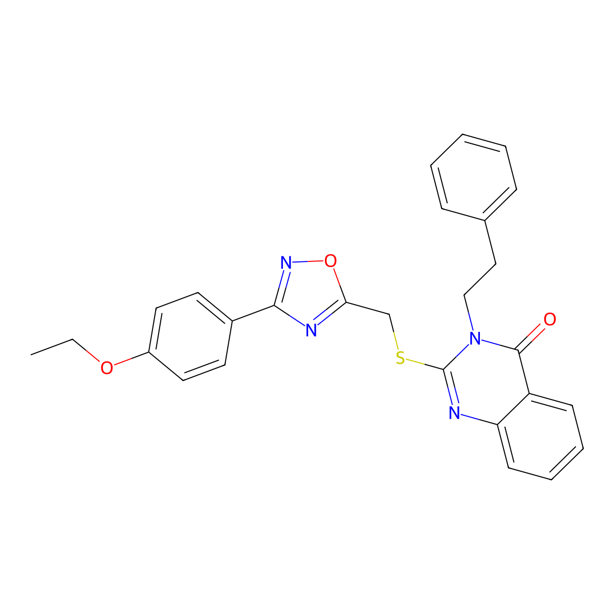 2-(((3-(4-ethoxyphenyl)-1,2,4-oxadiazol-5-yl)methyl)thio)-3-phenethylquinazolin-4(3H)-one molecular structure, CAS 2034368-15-3