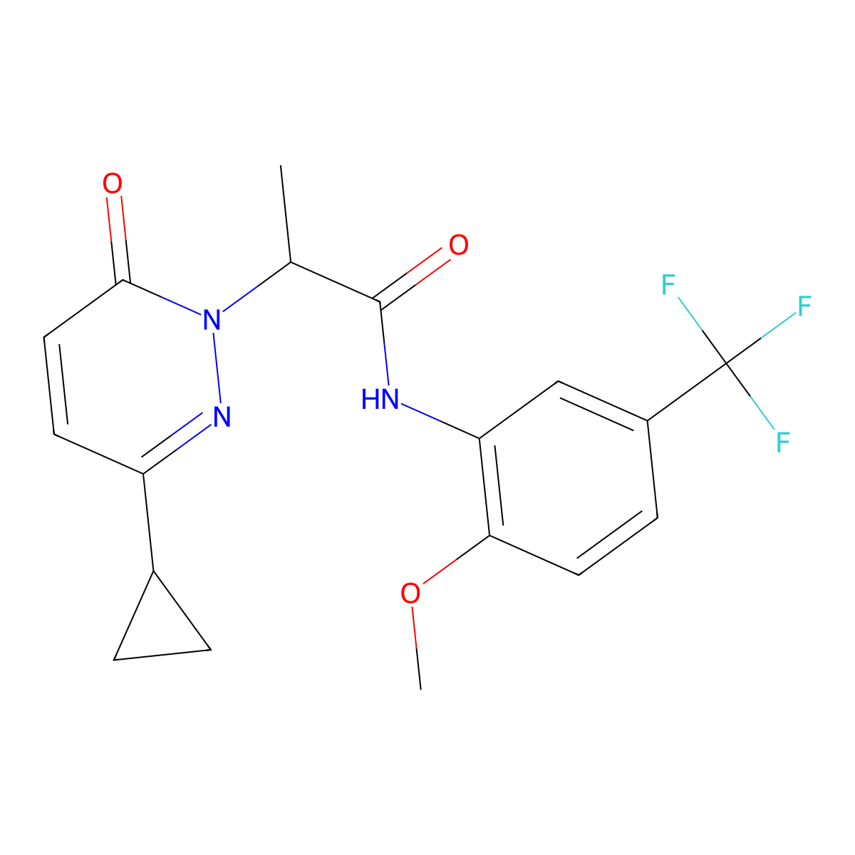 2-(3-cyclopropyl-6-oxopyridazin-1(6H)-yl)-N-(2-methoxy-5-(trifluoromethyl)phenyl)propanamide molecular structure, CAS 2034368-16-4
