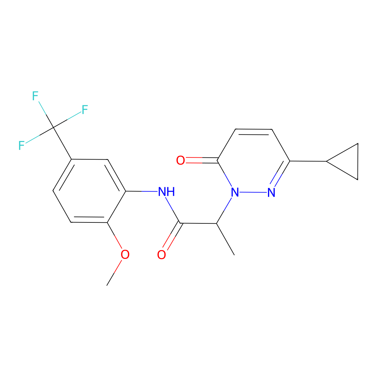 2-(3-cyclopropyl-6-oxopyridazin-1(6H)-yl)-N-(2-methoxy-5-(trifluoromethyl)phenyl)propanamide molecular structure, CAS 2034368-16-4