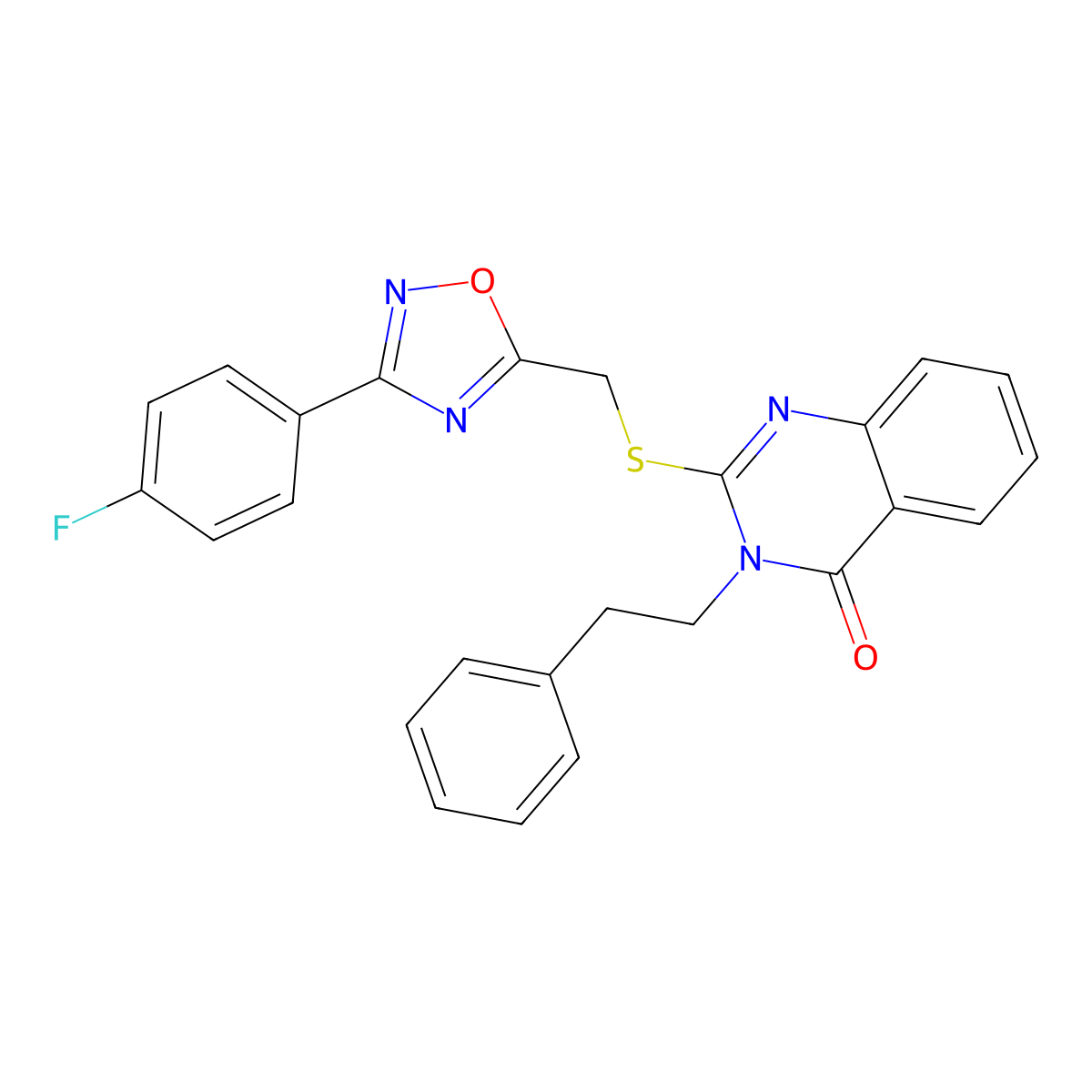 2-(((3-(4-fluorophenyl)-1,2,4-oxadiazol-5-yl)methyl)thio)-3-phenethylquinazolin-4(3H)-one molecular structure, CAS 2034368-21-1