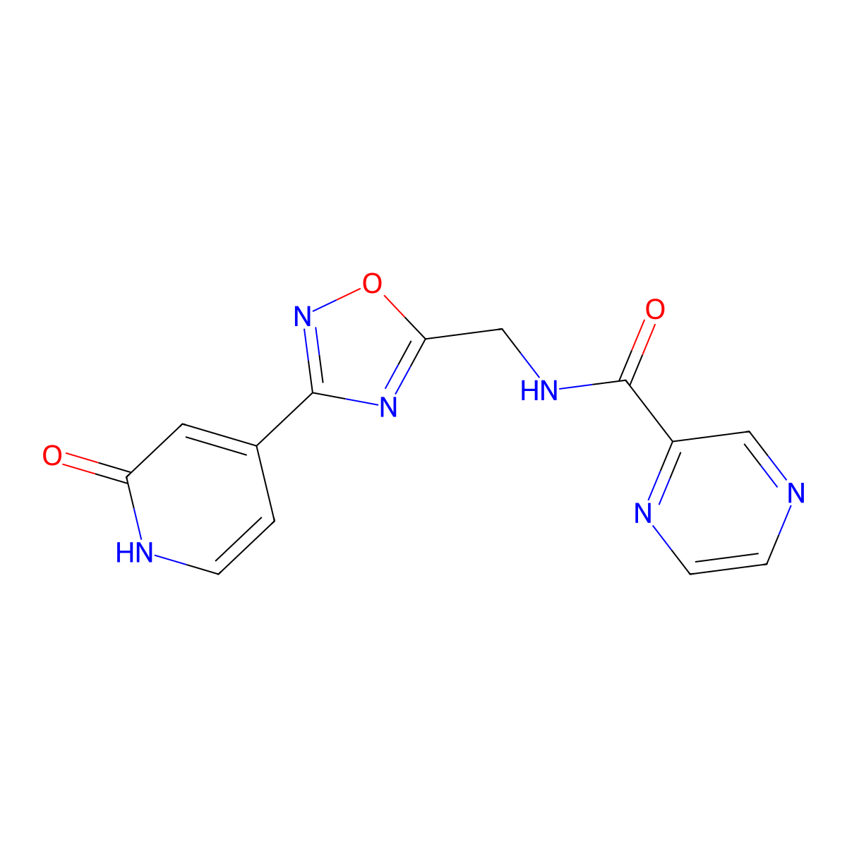 N-((3-(2-oxo-1,2-dihydropyridin-4-yl)-1,2,4-oxadiazol-5-yl)methyl)pyrazine-2-carboxamide molecular structure, CAS 2034368-29-9