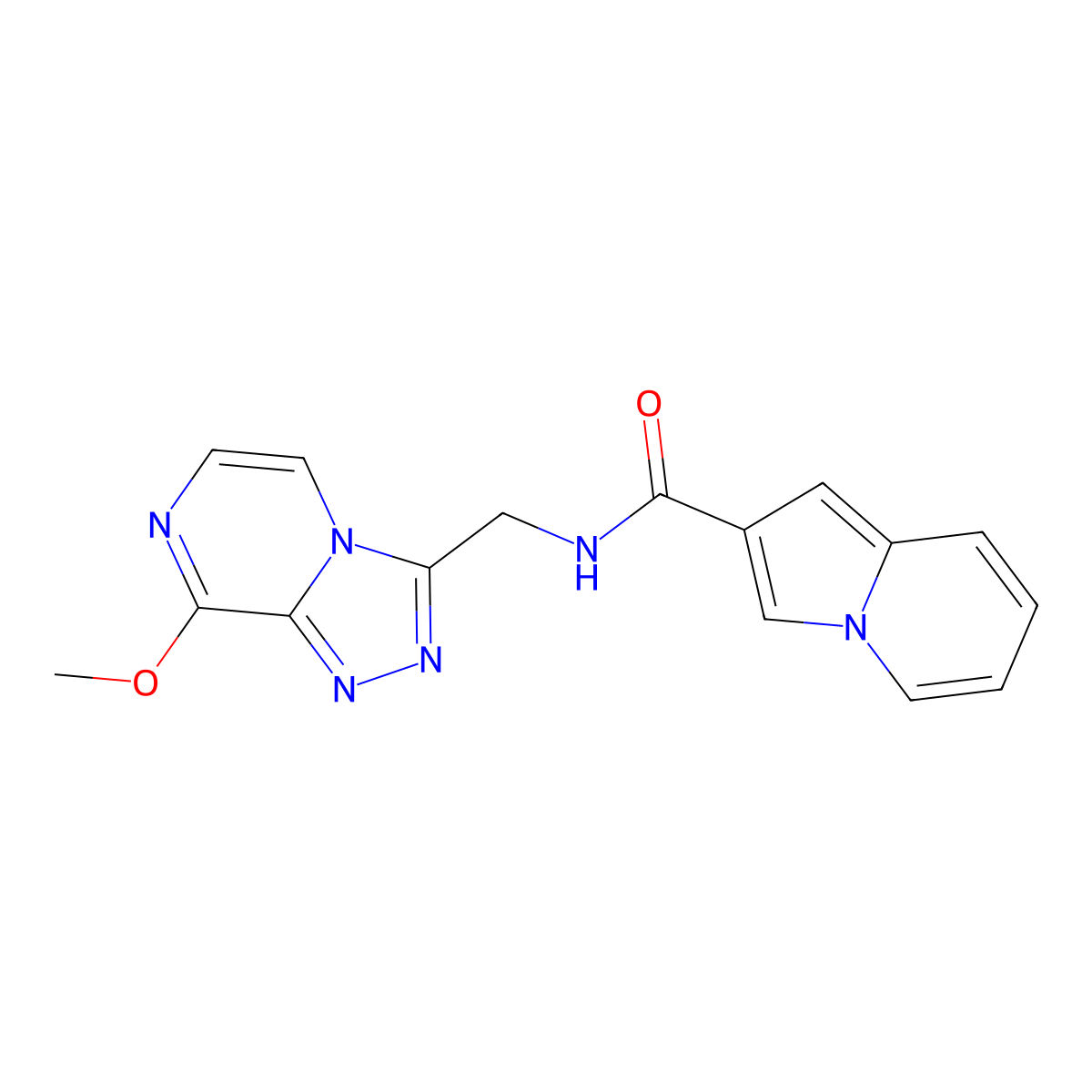 N-({8-methoxy-[1,2,4]triazolo[4,3-a]pyrazin-3-yl}methyl)indolizine-2-carboxamide molecular structure, CAS 2034368-48-2