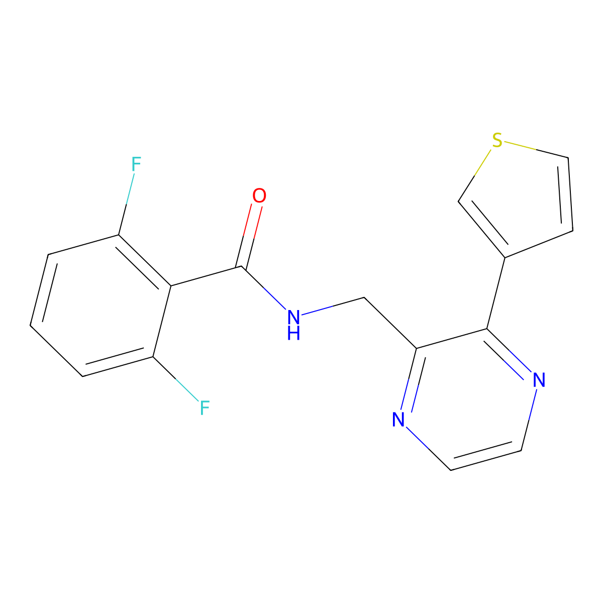 2,6-difluoro-N-{[3-(thiophen-3-yl)pyrazin-2-yl]methyl}benzamide molecular structure, CAS 2034368-49-3