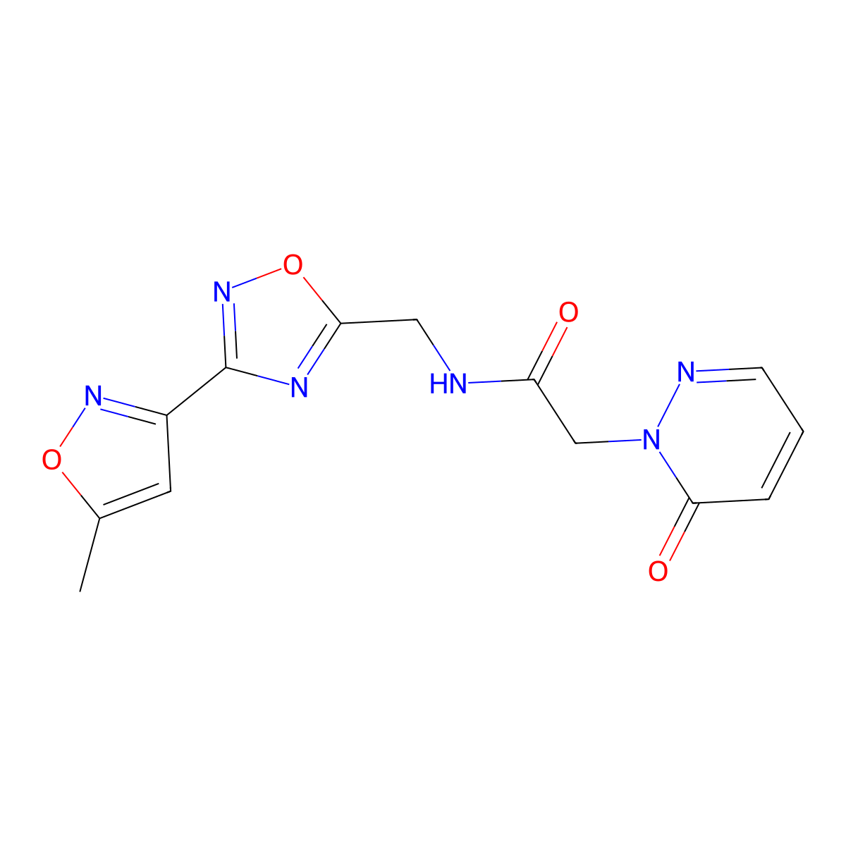 N-((3-(5-methylisoxazol-3-yl)-1,2,4-oxadiazol-5-yl)methyl)-2-(6-oxopyridazin-1(6H)-yl)acetamide molecular structure, CAS 2034368-54-0