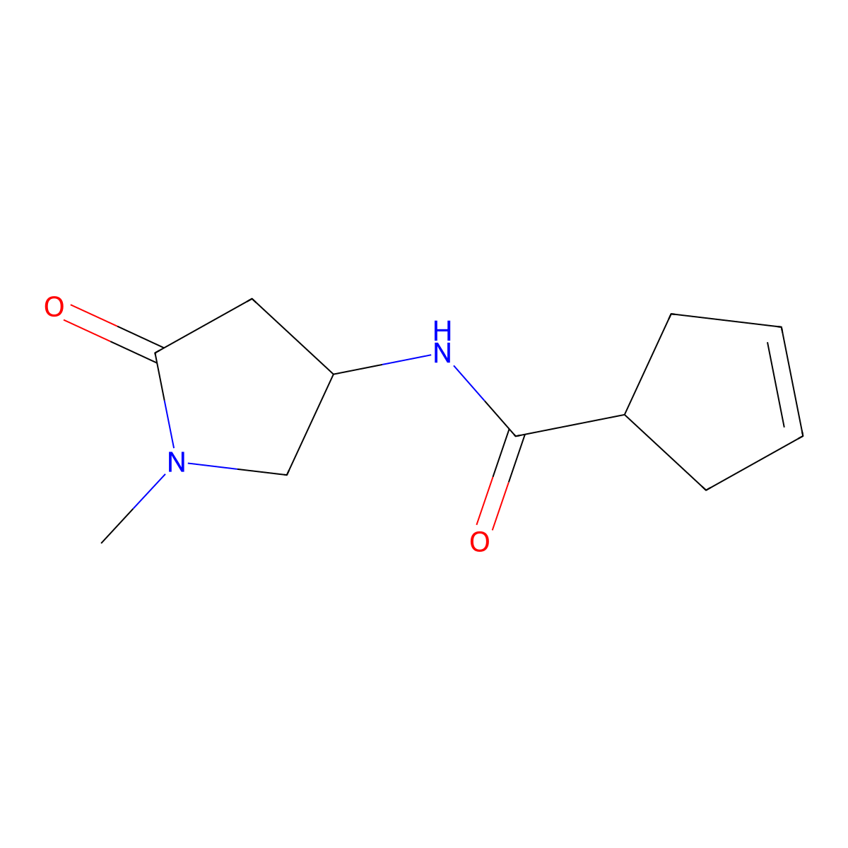 N-(1-methyl-5-oxopyrrolidin-3-yl)cyclopent-3-enecarboxamide molecular structure, CAS 2034368-55-1