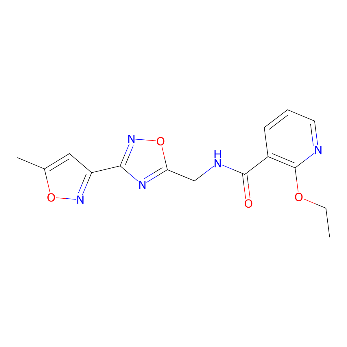 2-ethoxy-N-((3-(5-methylisoxazol-3-yl)-1,2,4-oxadiazol-5-yl)methyl)nicotinamide molecular structure, CAS 2034368-76-6