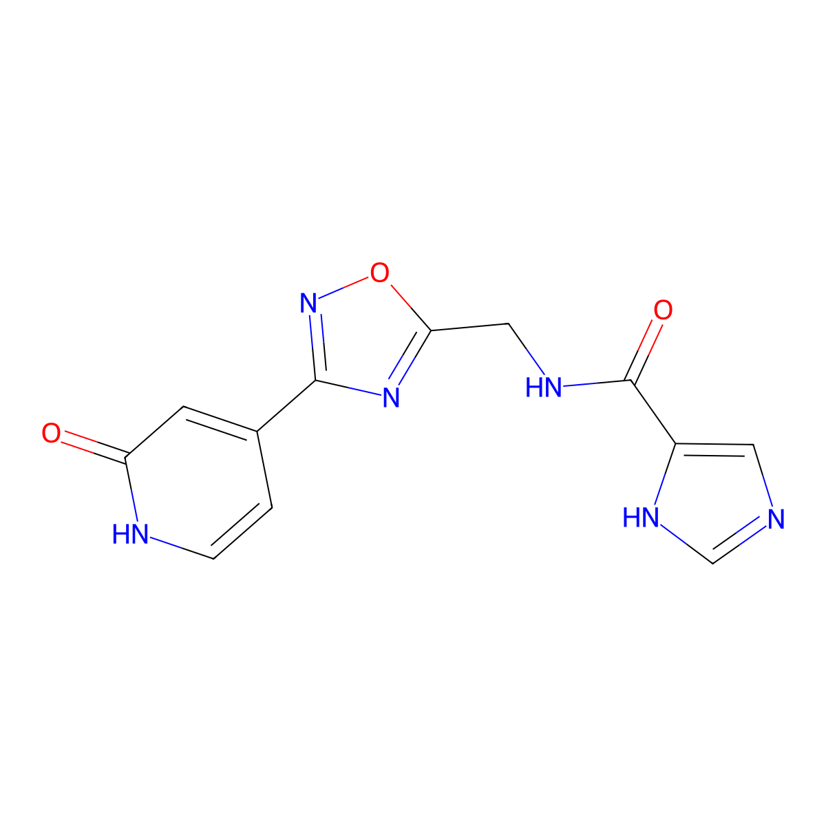 N-((3-(2-oxo-1,2-dihydropyridin-4-yl)-1,2,4-oxadiazol-5-yl)methyl)-1H-imidazole-5-carboxamide molecular structure, CAS 2034368-81-3