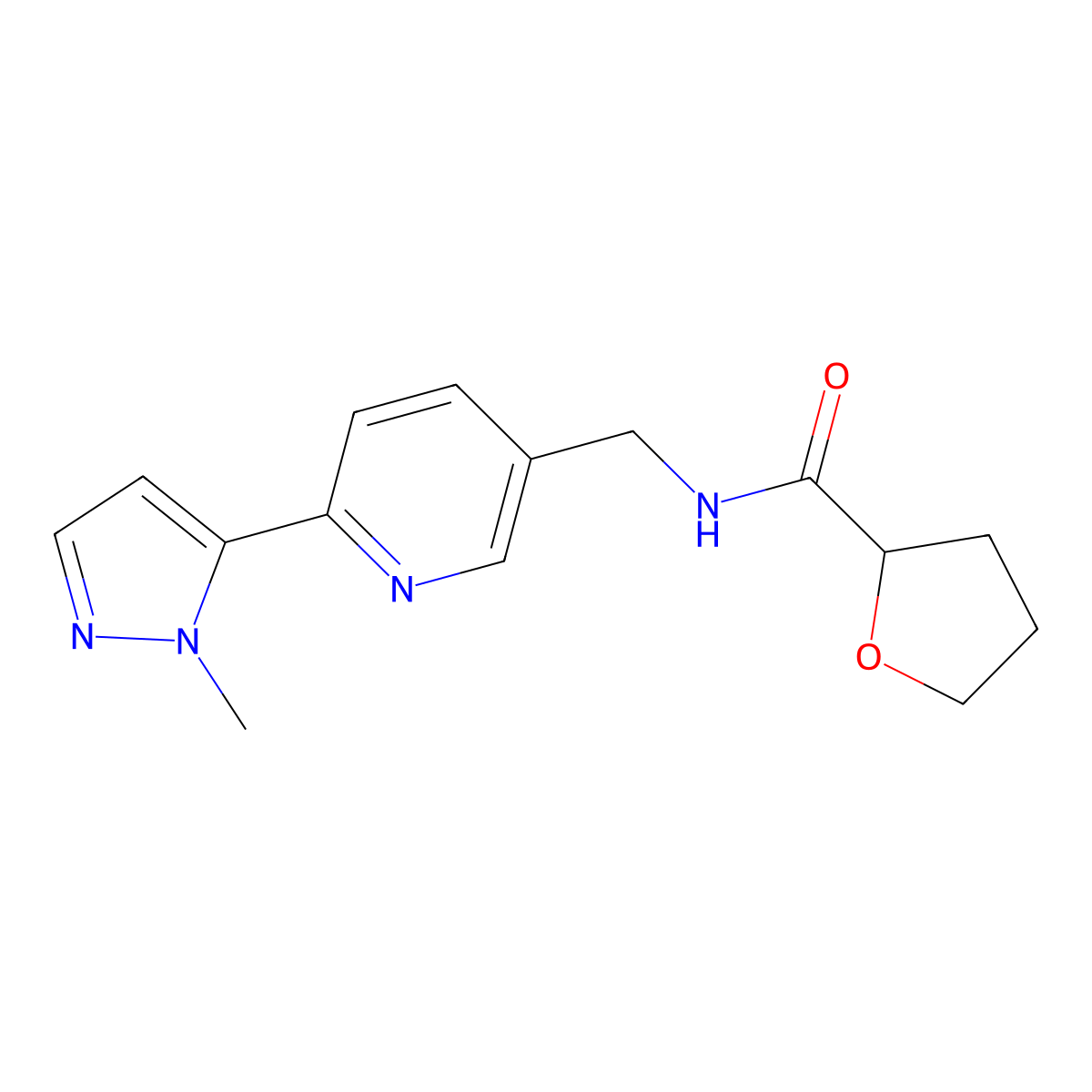 N-{[6-(1-methyl-1H-pyrazol-5-yl)pyridin-3-yl]methyl}oxolane-2-carboxamide molecular structure, CAS 2034368-85-7