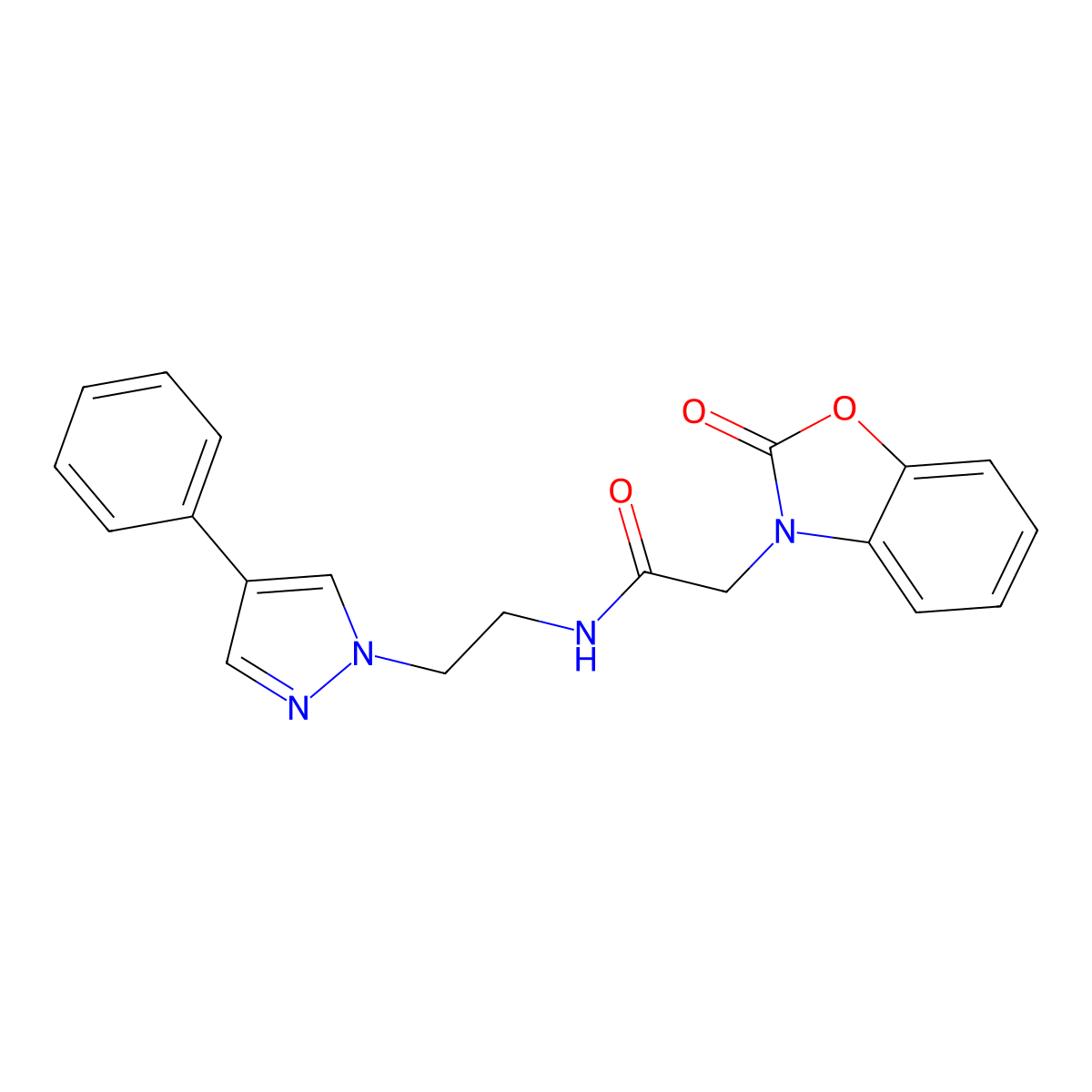 2-(2-oxobenzo[d]oxazol-3(2H)-yl)-N-(2-(4-phenyl-1H-pyrazol-1-yl)ethyl)acetamide molecular structure, CAS 2034368-87-9