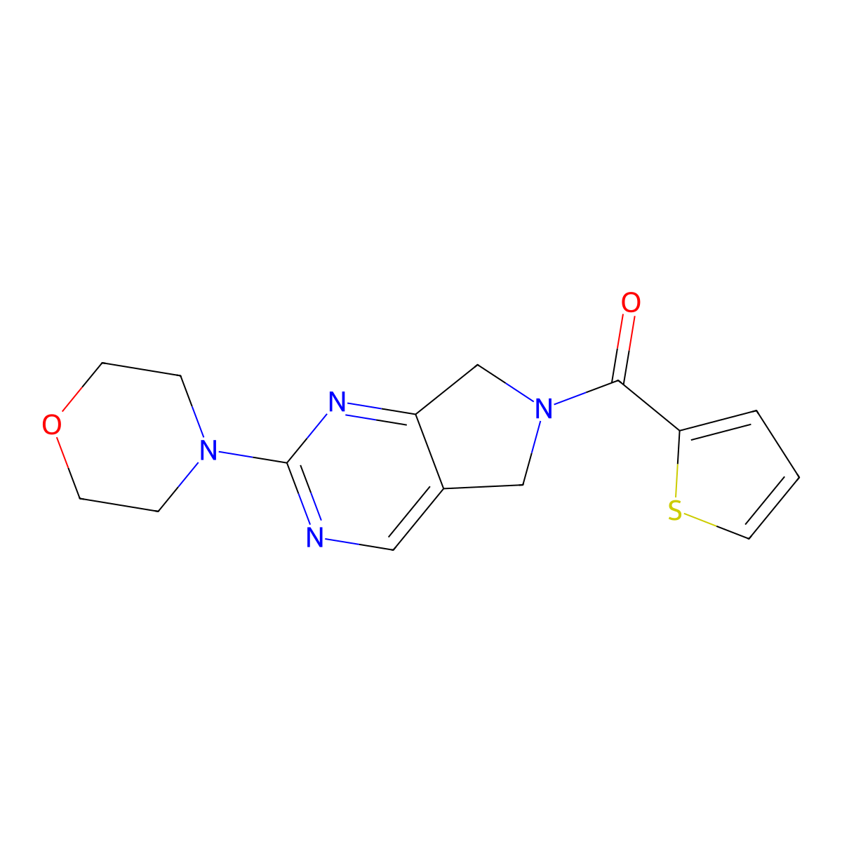 (2-morpholino-5H-pyrrolo[3,4-d]pyrimidin-6(7H)-yl)(thiophen-2-yl)methanone molecular structure, CAS 2034368-88-0