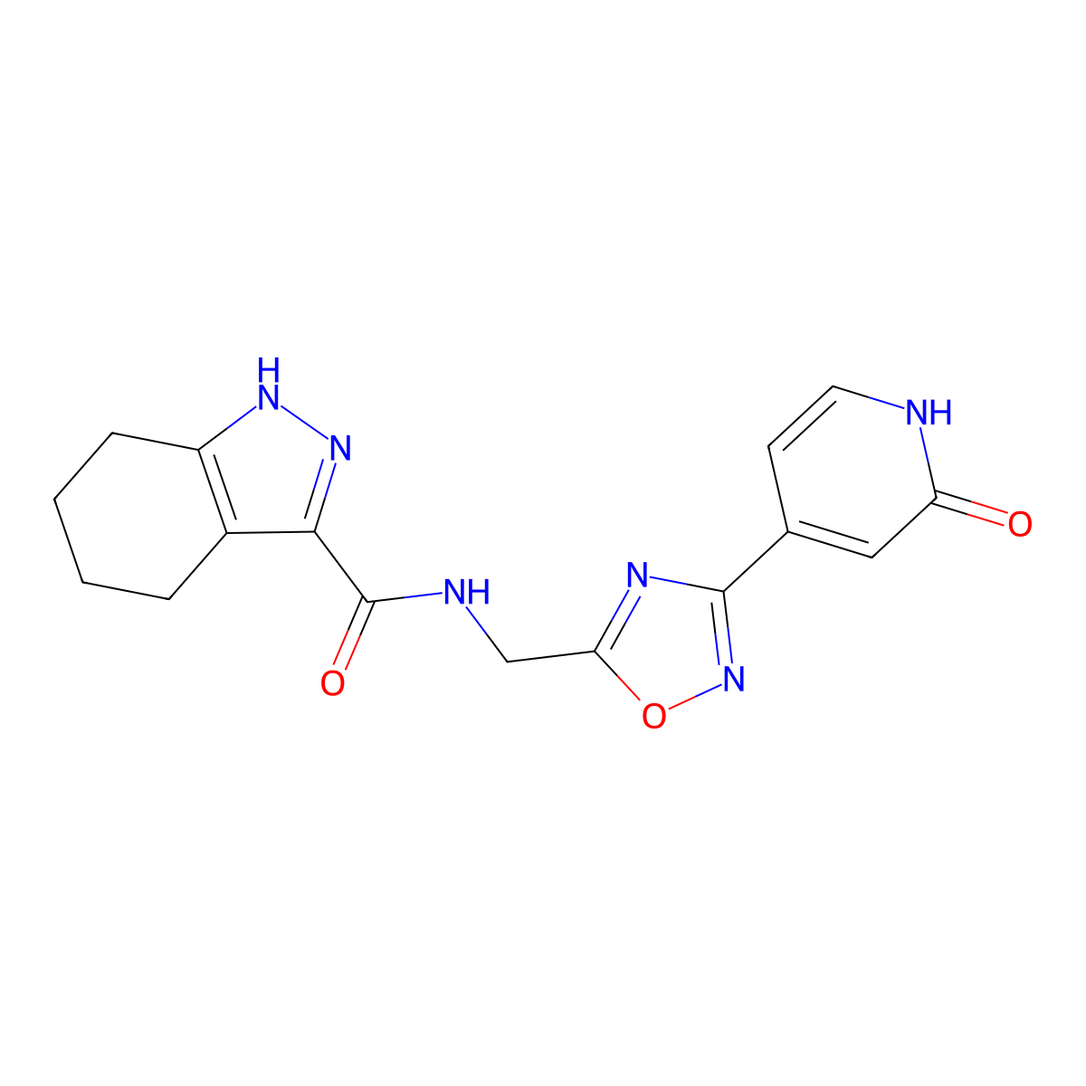 N-((3-(2-oxo-1,2-dihydropyridin-4-yl)-1,2,4-oxadiazol-5-yl)methyl)-4,5,6,7-tetrahydro-1H-indazole-3-carboxamide molecular structure, CAS 2034368-92-6