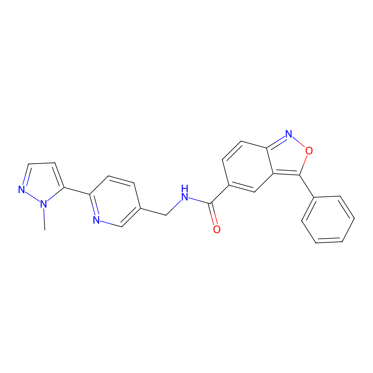 N-{[6-(1-methyl-1H-pyrazol-5-yl)pyridin-3-yl]methyl}-3-phenyl-2,1-benzoxazole-5-carboxamide molecular structure, CAS 2034368-93-7