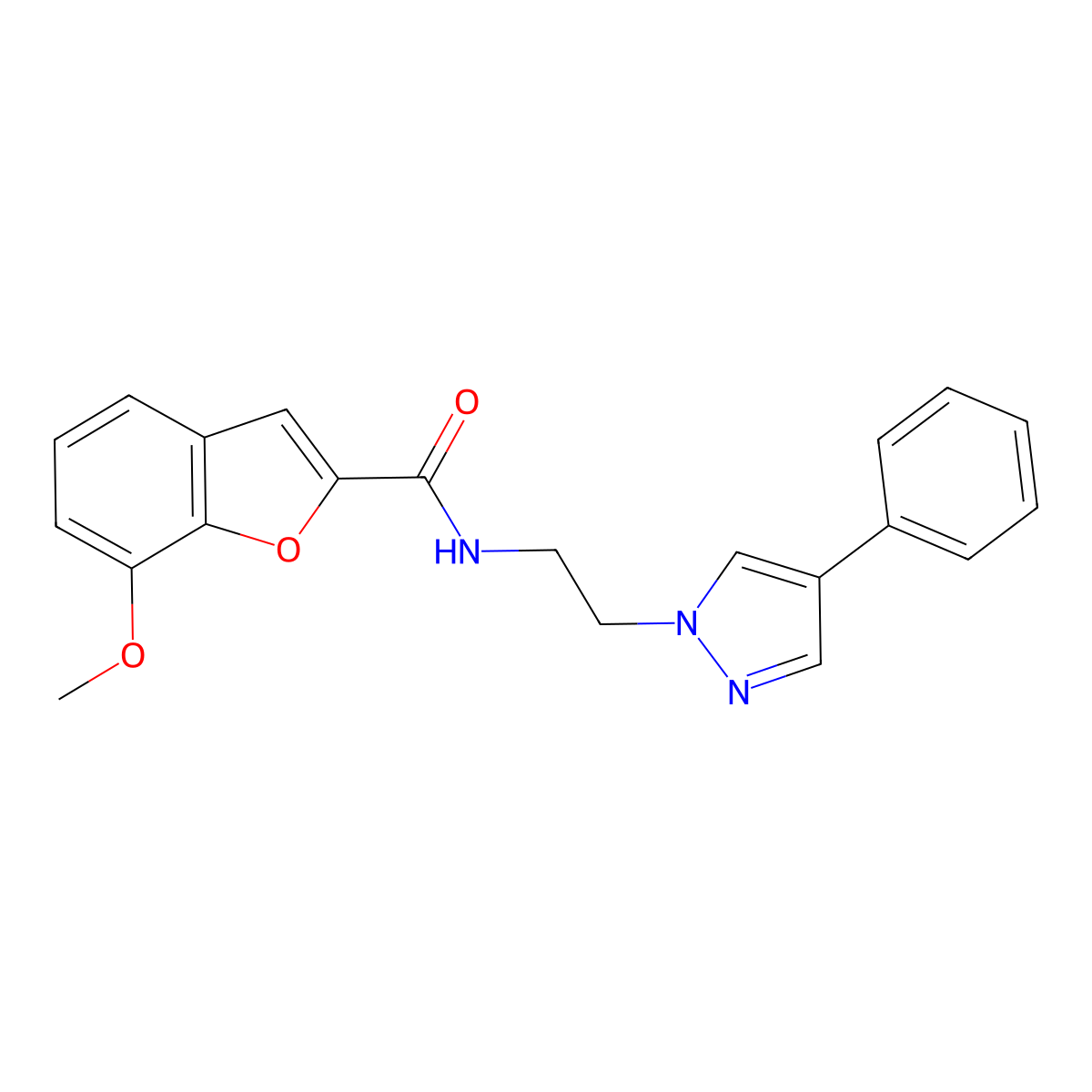 7-methoxy-N-(2-(4-phenyl-1H-pyrazol-1-yl)ethyl)benzofuran-2-carboxamide molecular structure, CAS 2034368-99-3