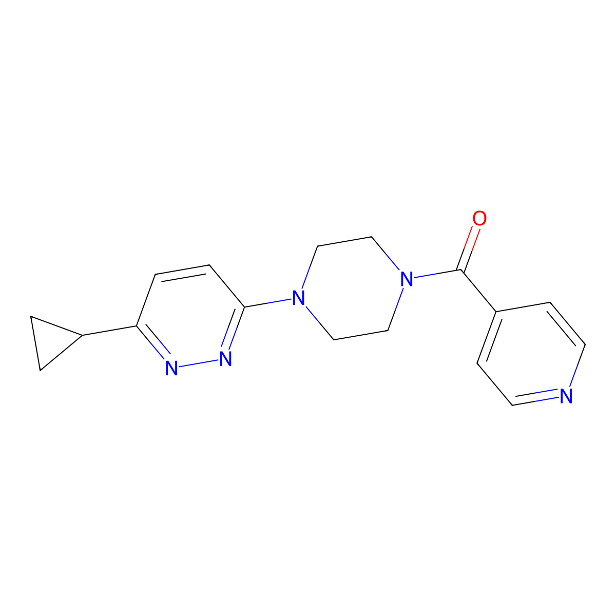 (4-(6-Cyclopropylpyridazin-3-yl)piperazin-1-yl)(pyridin-4-yl)methanone molecular structure, CAS 2034369-02-1