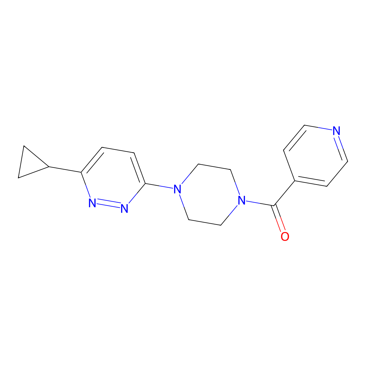 (4-(6-Cyclopropylpyridazin-3-yl)piperazin-1-yl)(pyridin-4-yl)methanone molecular structure, CAS 2034369-02-1