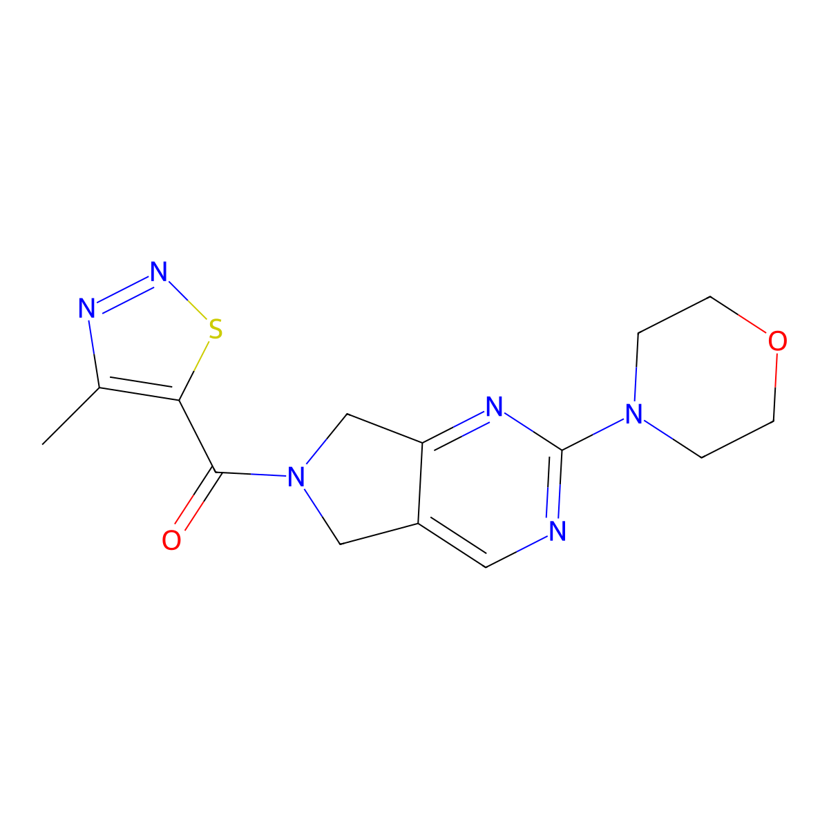 (4-methyl-1,2,3-thiadiazol-5-yl)(2-morpholino-5H-pyrrolo[3,4-d]pyrimidin-6(7H)-yl)methanone molecular structure, CAS 2034369-03-2