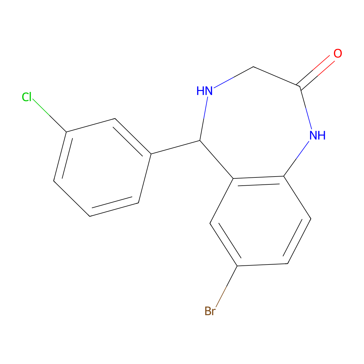 7-bromo-5-(3-chlorophenyl)-4,5-dihydro-1H-benzo[e][1,4]diazepin-2(3H)-one molecular structure, CAS 2034369-06-5