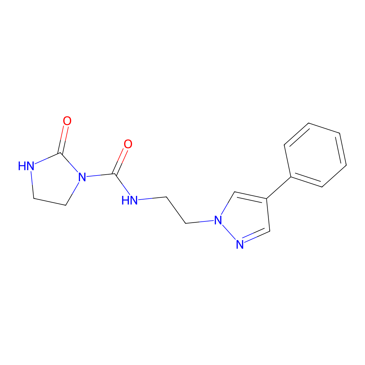 2-oxo-N-(2-(4-phenyl-1H-pyrazol-1-yl)ethyl)imidazolidine-1-carboxamide molecular structure, CAS 2034369-08-7