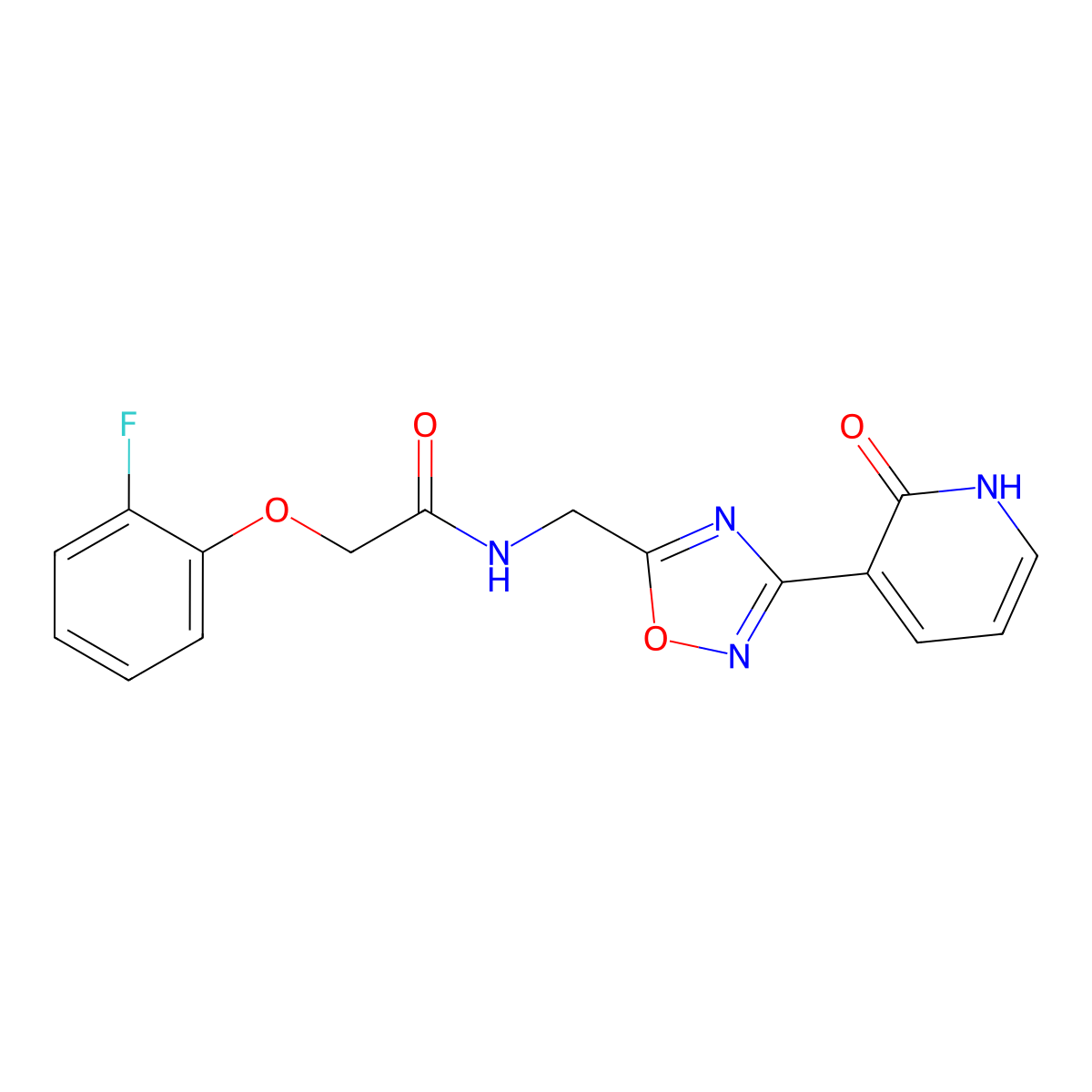 2-(2-fluorophenoxy)-N-((3-(2-oxo-1,2-dihydropyridin-3-yl)-1,2,4-oxadiazol-5-yl)methyl)acetamide molecular structure, CAS 2034369-24-7