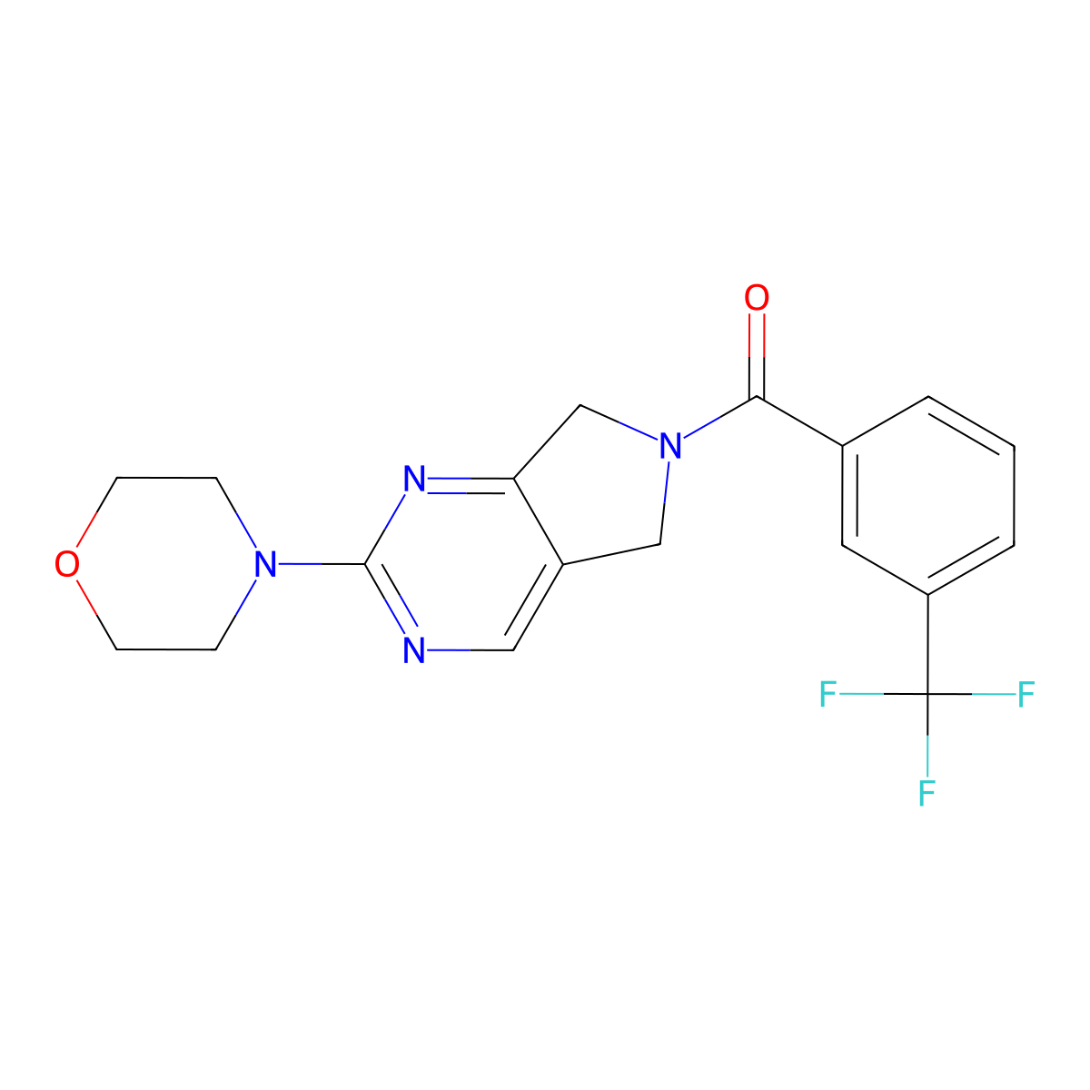 (2-morpholino-5H-pyrrolo[3,4-d]pyrimidin-6(7H)-yl)(3-(trifluoromethyl)phenyl)methanone molecular structure, CAS 2034369-32-7