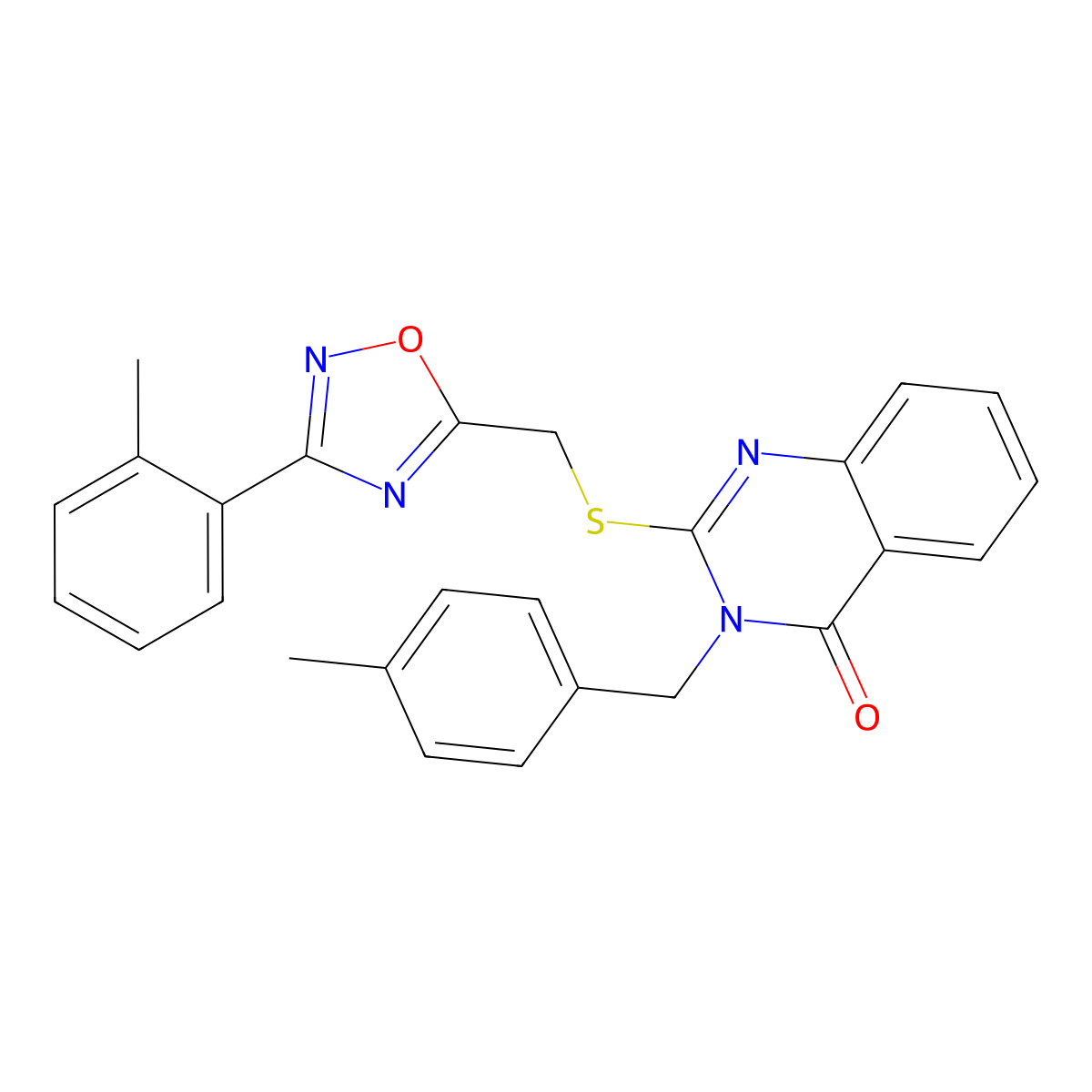 3-(4-methylbenzyl)-2-(((3-(o-tolyl)-1,2,4-oxadiazol-5-yl)methyl)thio)quinazolin-4(3H)-one molecular structure, CAS 2034369-44-1