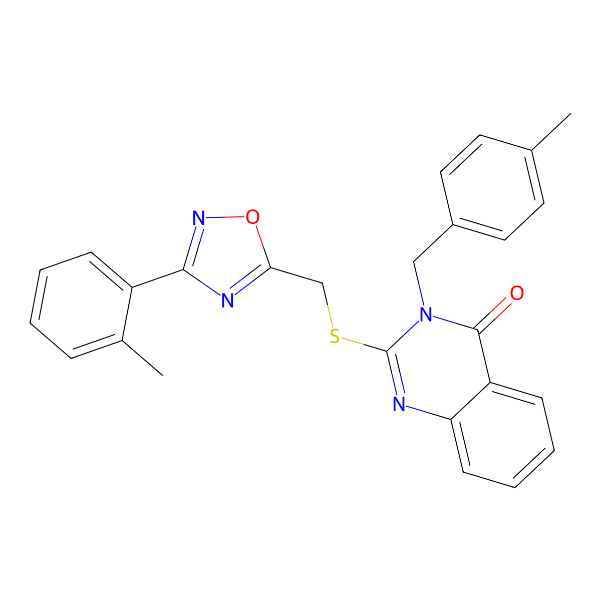 3-(4-methylbenzyl)-2-(((3-(o-tolyl)-1,2,4-oxadiazol-5-yl)methyl)thio)quinazolin-4(3H)-one molecular structure, CAS 2034369-44-1