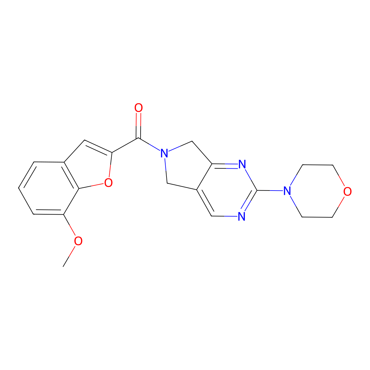 (7-methoxybenzofuran-2-yl)(2-morpholino-5H-pyrrolo[3,4-d]pyrimidin-6(7H)-yl)methanone molecular structure, CAS 2034369-45-2
