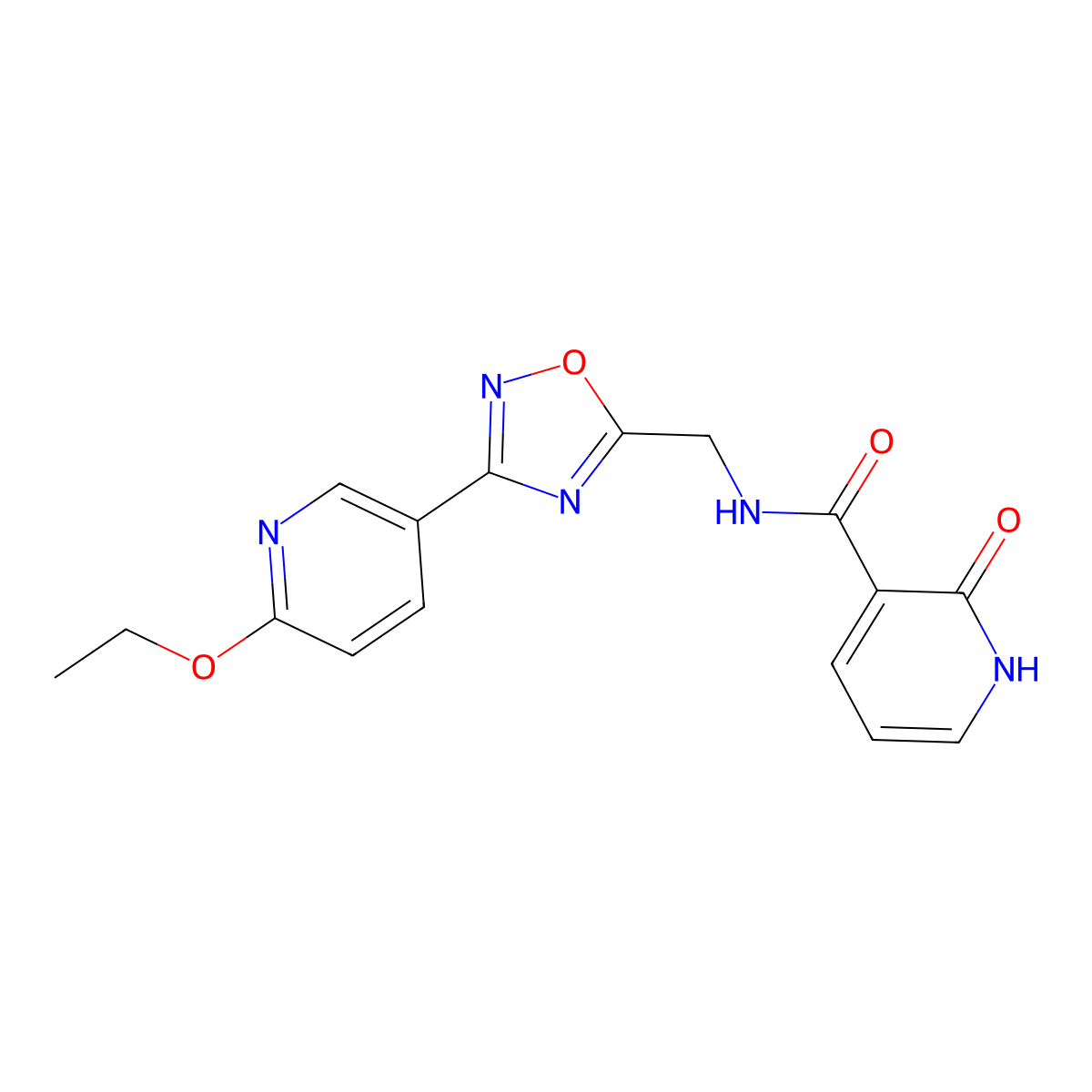 N-((3-(6-ethoxypyridin-3-yl)-1,2,4-oxadiazol-5-yl)methyl)-2-oxo-1,2-dihydropyridine-3-carboxamide molecular structure, CAS 2034369-46-3