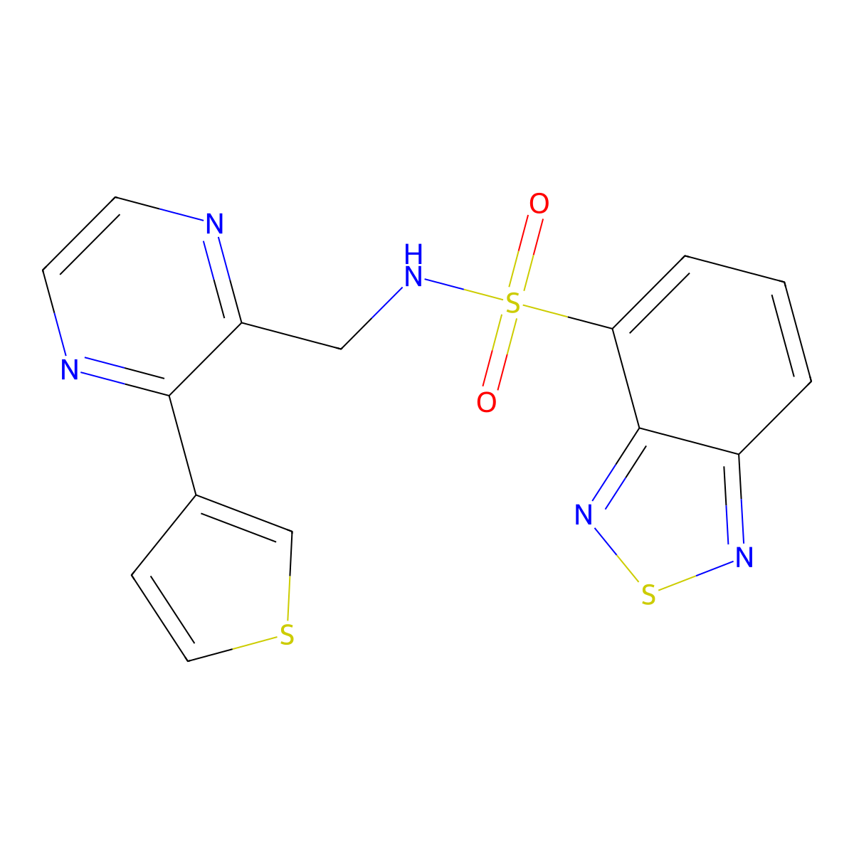 N-((3-(thiophen-3-yl)pyrazin-2-yl)methyl)benzo[c][1,2,5]thiadiazole-4-sulfonamide molecular structure, CAS 2034369-48-5