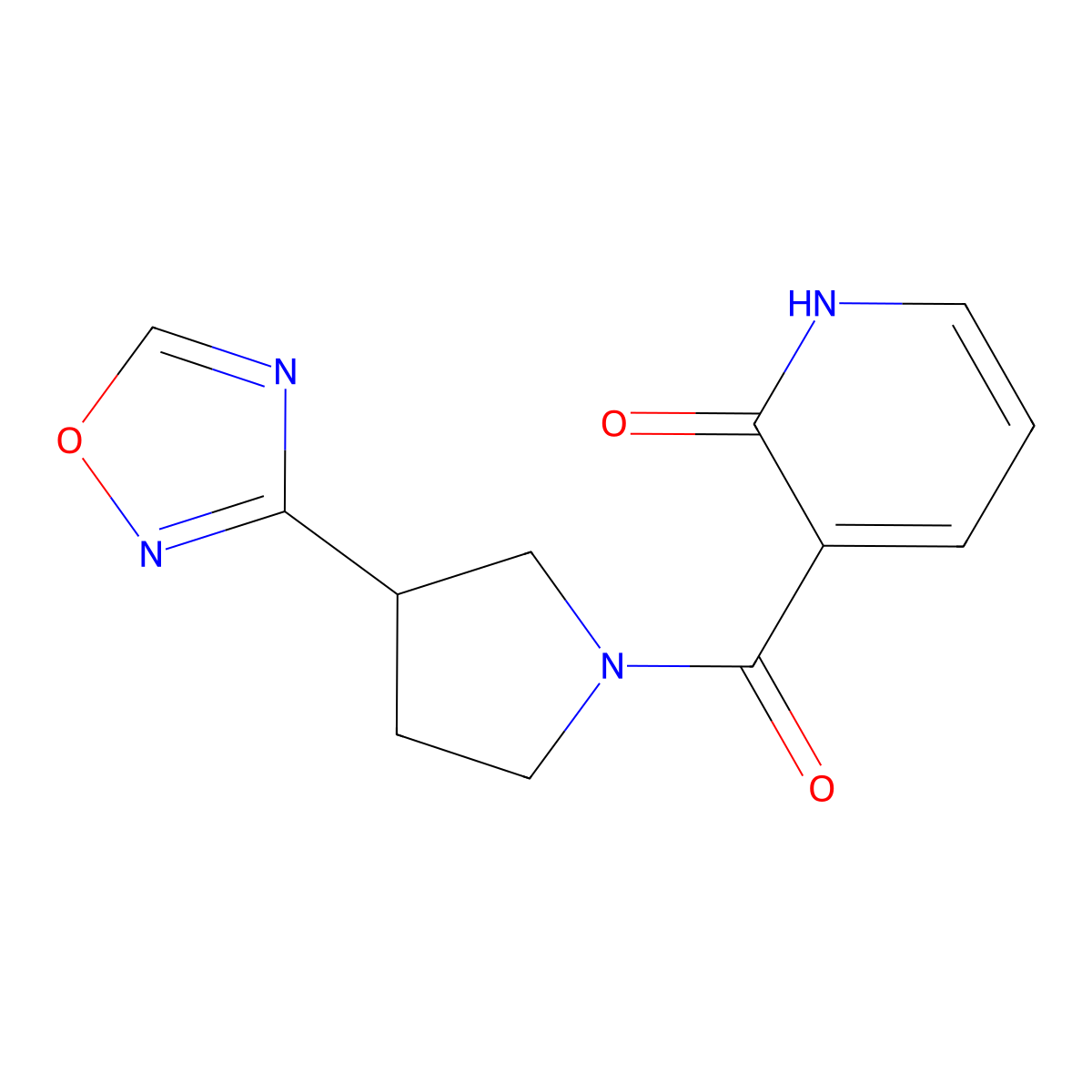 3-(3-(1,2,4-oxadiazol-3-yl)pyrrolidine-1-carbonyl)pyridin-2(1H)-one molecular structure, CAS 2034369-51-0