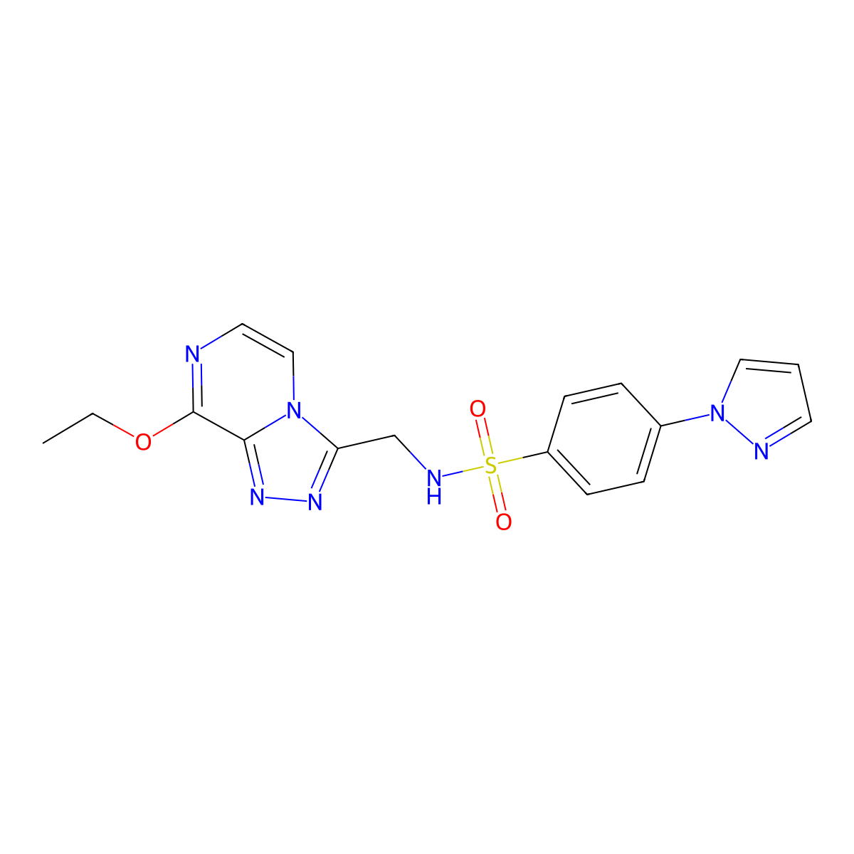 N-((8-ethoxy-[1,2,4]triazolo[4,3-a]pyrazin-3-yl)methyl)-4-(1H-pyrazol-1-yl)benzenesulfonamide molecular structure, CAS 2034369-55-4