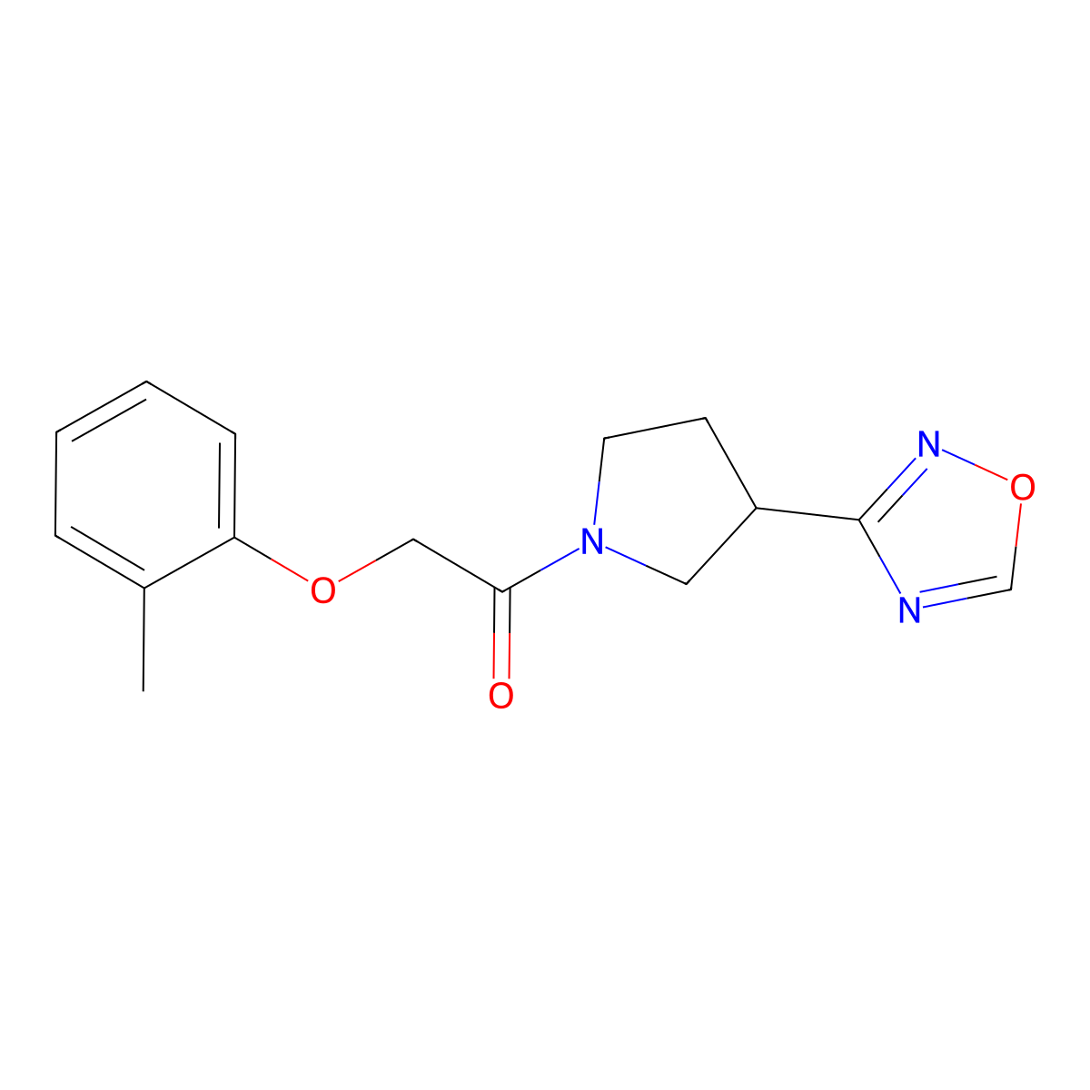 1-(3-(1,2,4-Oxadiazol-3-yl)pyrrolidin-1-yl)-2-(o-tolyloxy)ethanone molecular structure, CAS 2034369-56-5