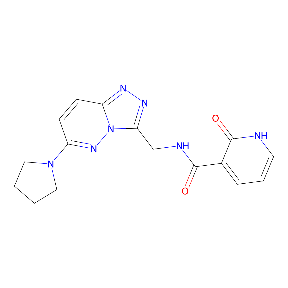 2-oxo-N-((6-(pyrrolidin-1-yl)-[1,2,4]triazolo[4,3-b]pyridazin-3-yl)methyl)-1,2-dihydropyridine-3-carboxamide molecular structure, CAS 2034369-62-3