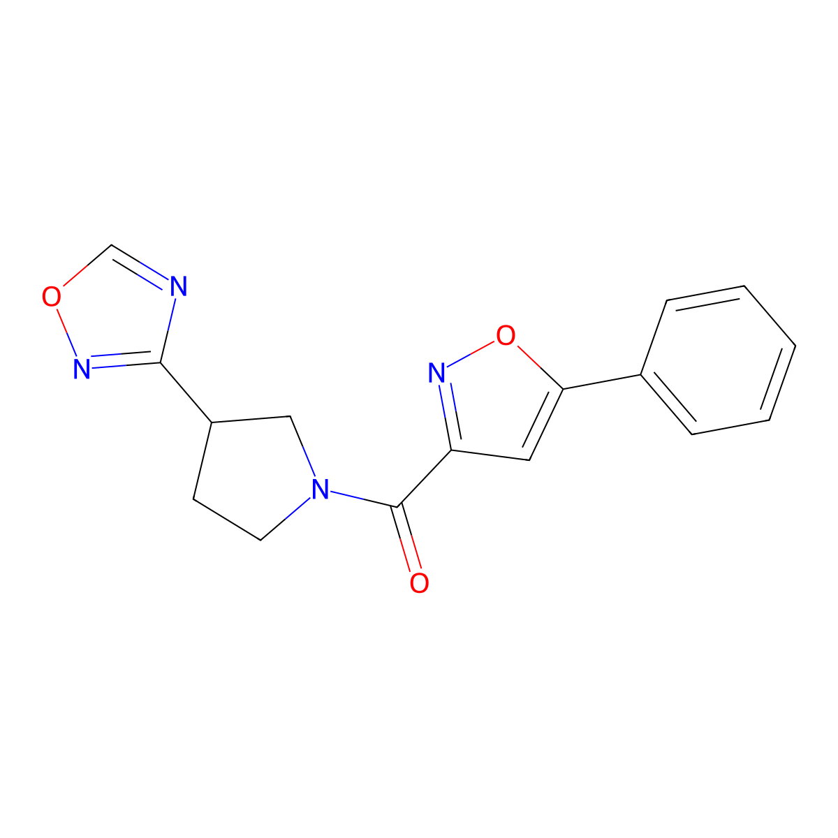 (3-(1,2,4-Oxadiazol-3-yl)pyrrolidin-1-yl)(5-phenylisoxazol-3-yl)methanone molecular structure, CAS 2034369-63-4