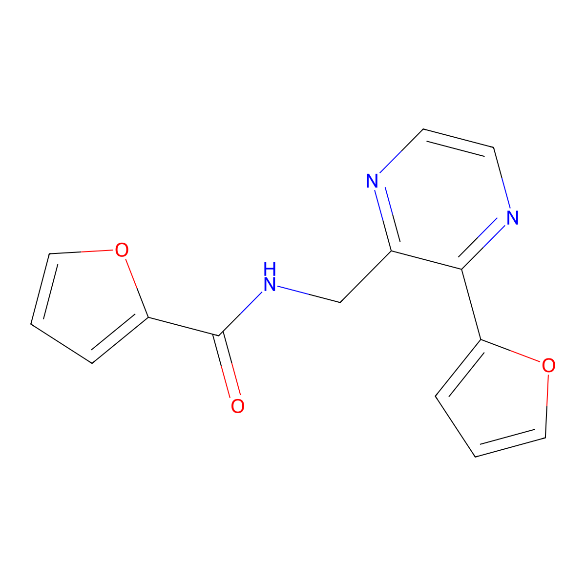 N-{[3-(furan-2-yl)pyrazin-2-yl]methyl}furan-2-carboxamide molecular structure, CAS 2034369-64-5