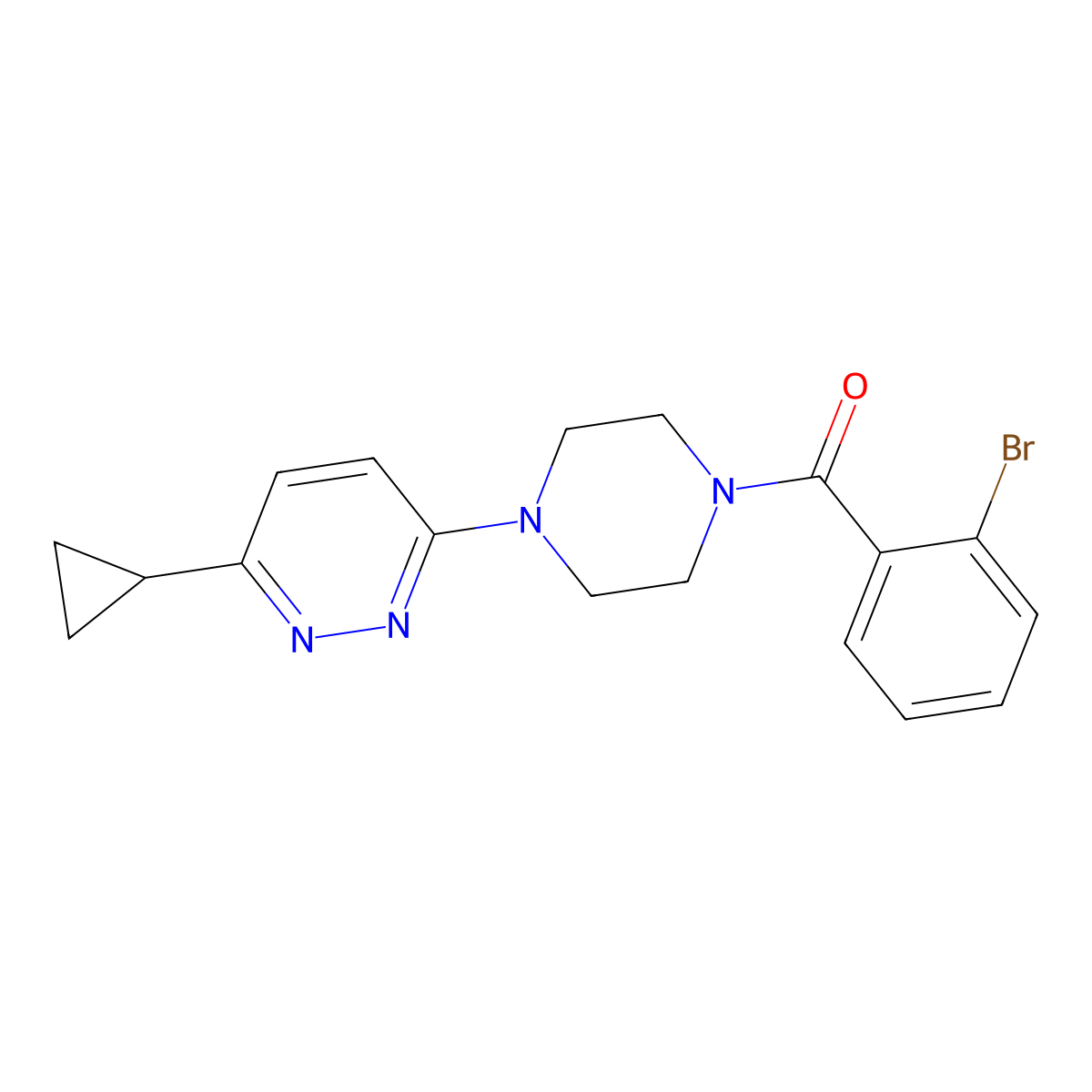 (2-Bromophenyl)(4-(6-cyclopropylpyridazin-3-yl)piperazin-1-yl)methanone molecular structure, CAS 2034369-66-7