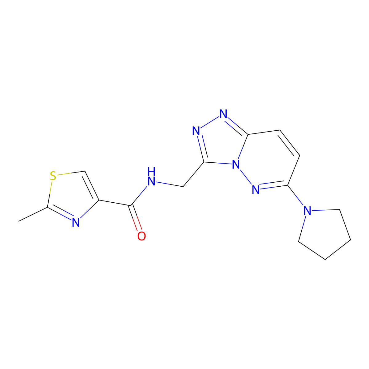 2-methyl-N-((6-(pyrrolidin-1-yl)-[1,2,4]triazolo[4,3-b]pyridazin-3-yl)methyl)thiazole-4-carboxamide molecular structure, CAS 2034369-67-8