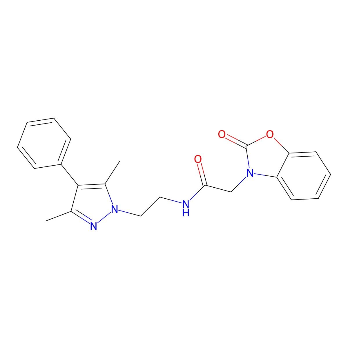 N-(2-(3,5-dimethyl-4-phenyl-1H-pyrazol-1-yl)ethyl)-2-(2-oxobenzo[d]oxazol-3(2H)-yl)acetamide molecular structure, CAS 2034369-68-9