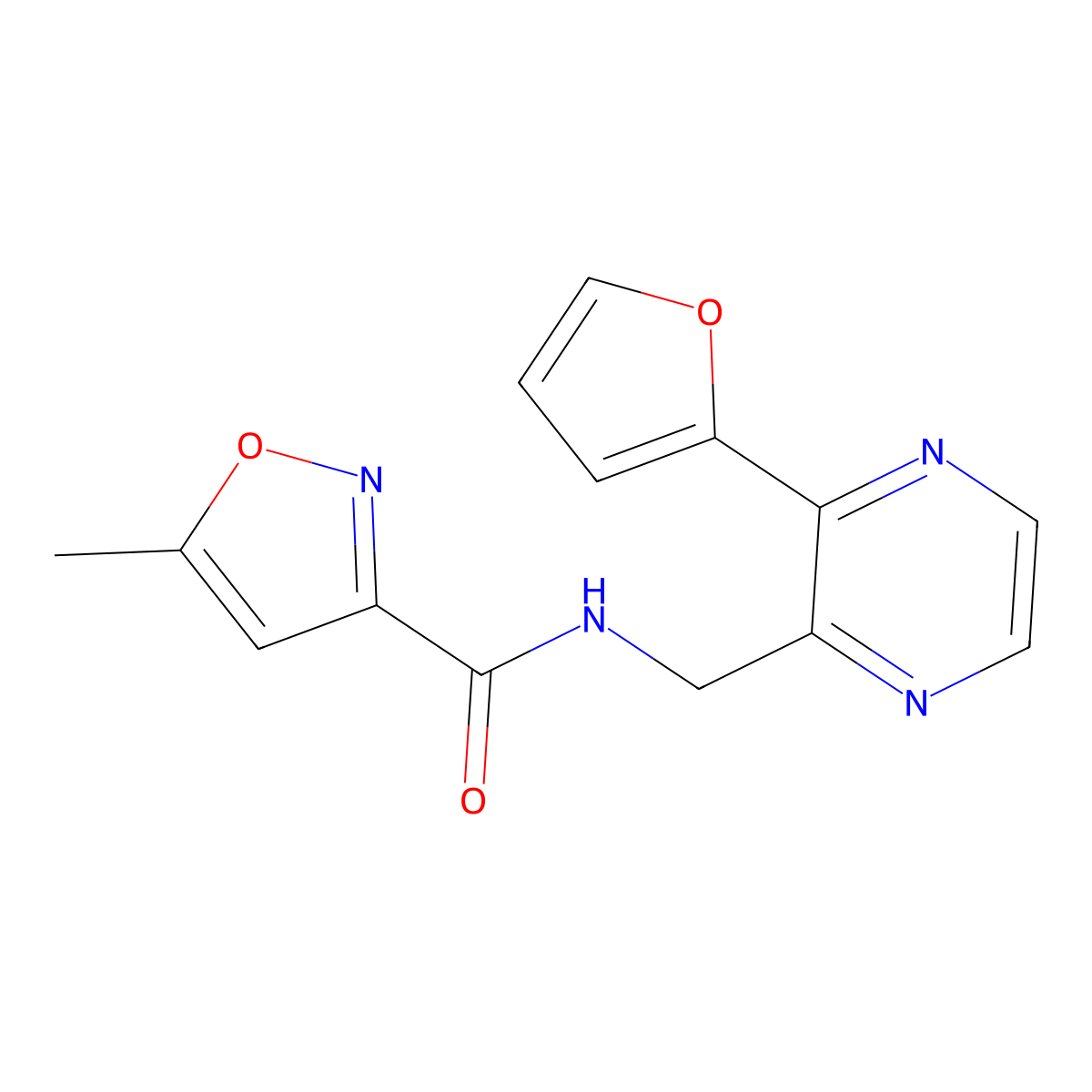 N-((3-(furan-2-yl)pyrazin-2-yl)methyl)-5-methylisoxazole-3-carboxamide molecular structure, CAS 2034369-70-3