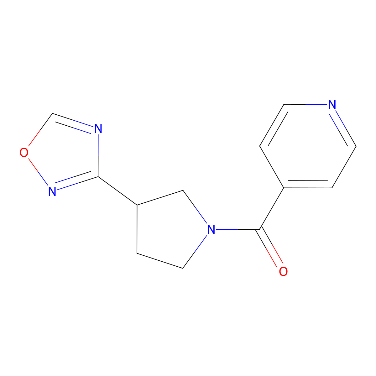 (3-(1,2,4-Oxadiazol-3-yl)pyrrolidin-1-yl)(pyridin-4-yl)methanone molecular structure, CAS 2034369-71-4