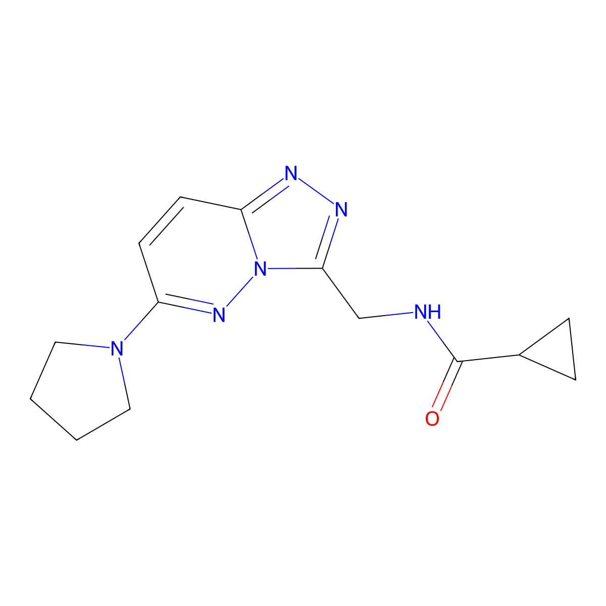 N-{[6-(pyrrolidin-1-yl)-[1,2,4]triazolo[4,3-b]pyridazin-3-yl]methyl}cyclopropanecarboxamide molecular structure, CAS 2034369-76-9