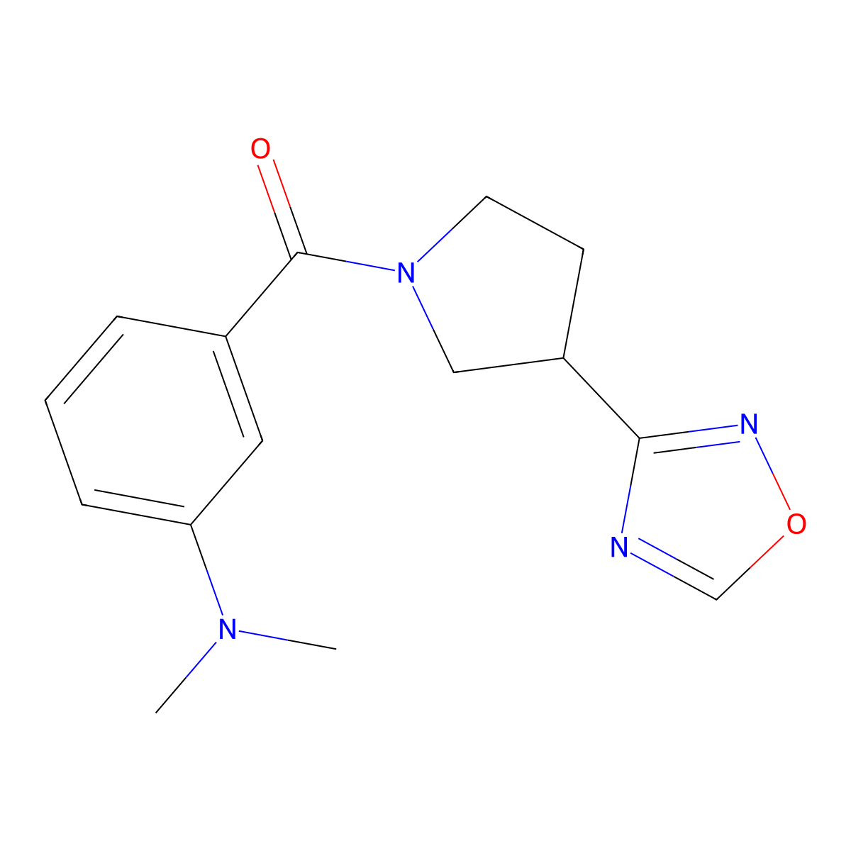 (3-(1,2,4-Oxadiazol-3-yl)pyrrolidin-1-yl)(3-(dimethylamino)phenyl)methanone molecular structure, CAS 2034369-77-0