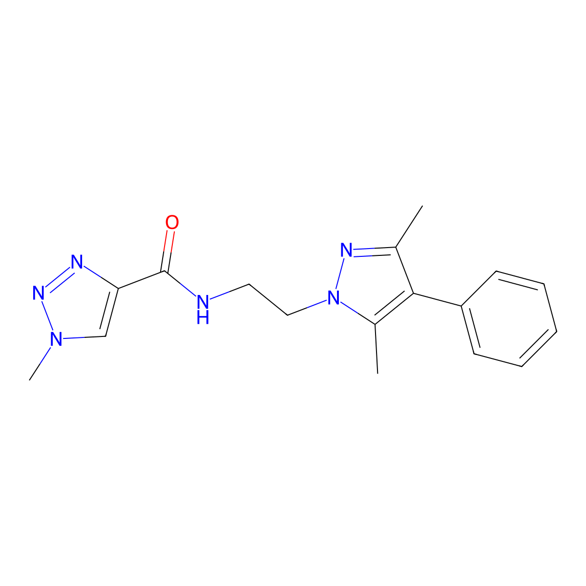 N-(2-(3,5-dimethyl-4-phenyl-1H-pyrazol-1-yl)ethyl)-1-methyl-1H-1,2,3-triazole-4-carboxamide molecular structure, CAS 2034369-85-0
